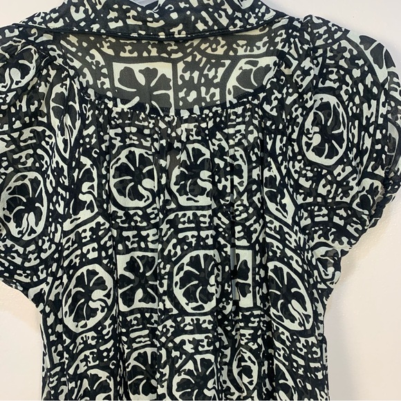 Anna Sui 100% Silk Geometric Silk Lace Front Sheer Dress - Picture 8 of 12